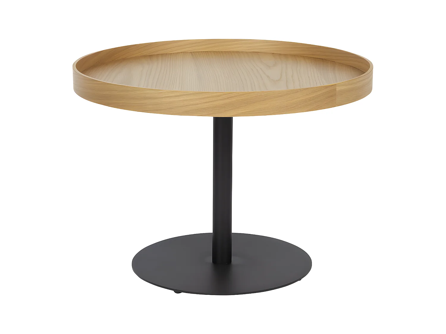 Yuri - Table d'appoint ronde en bois et métal ø56cm - Bois clair