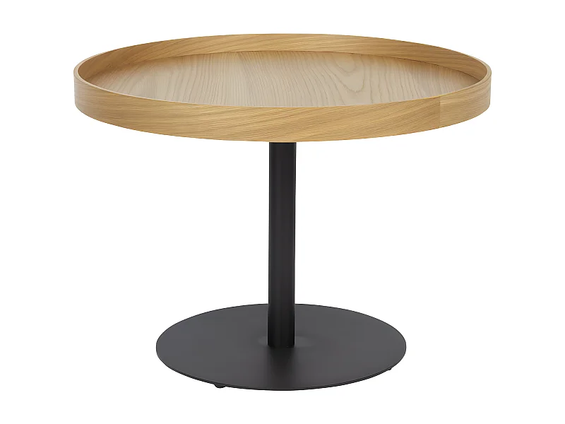 Yuri - Table d'appoint ronde en bois et métal ø56cm - Bois clair