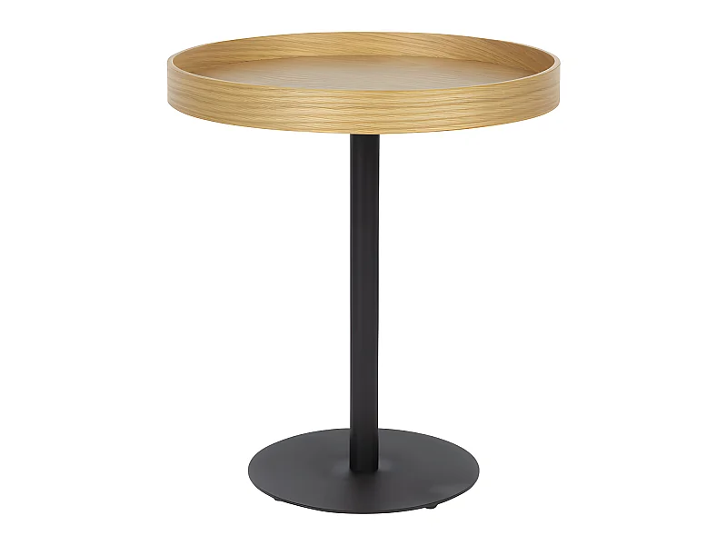 Yuri - Table d'appoint ronde en bois et métal ø45cm - Bois clair