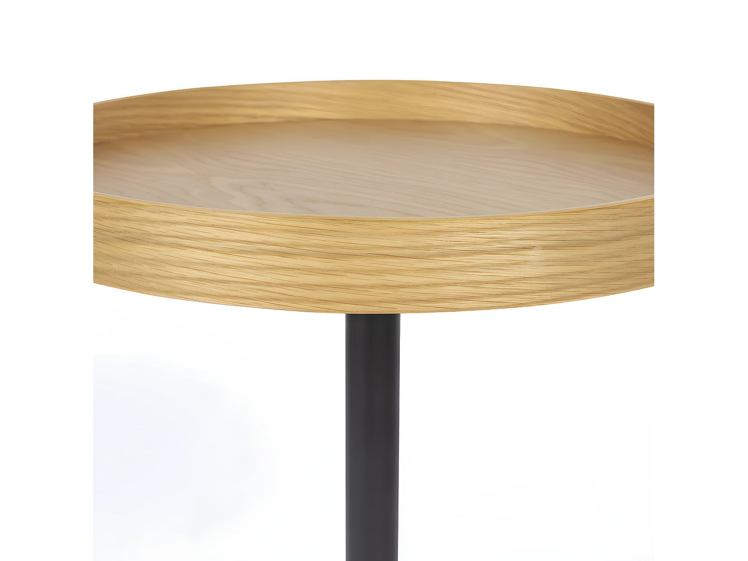 Yuri - Table d'appoint ronde en bois et métal ø45cm - Bois clair