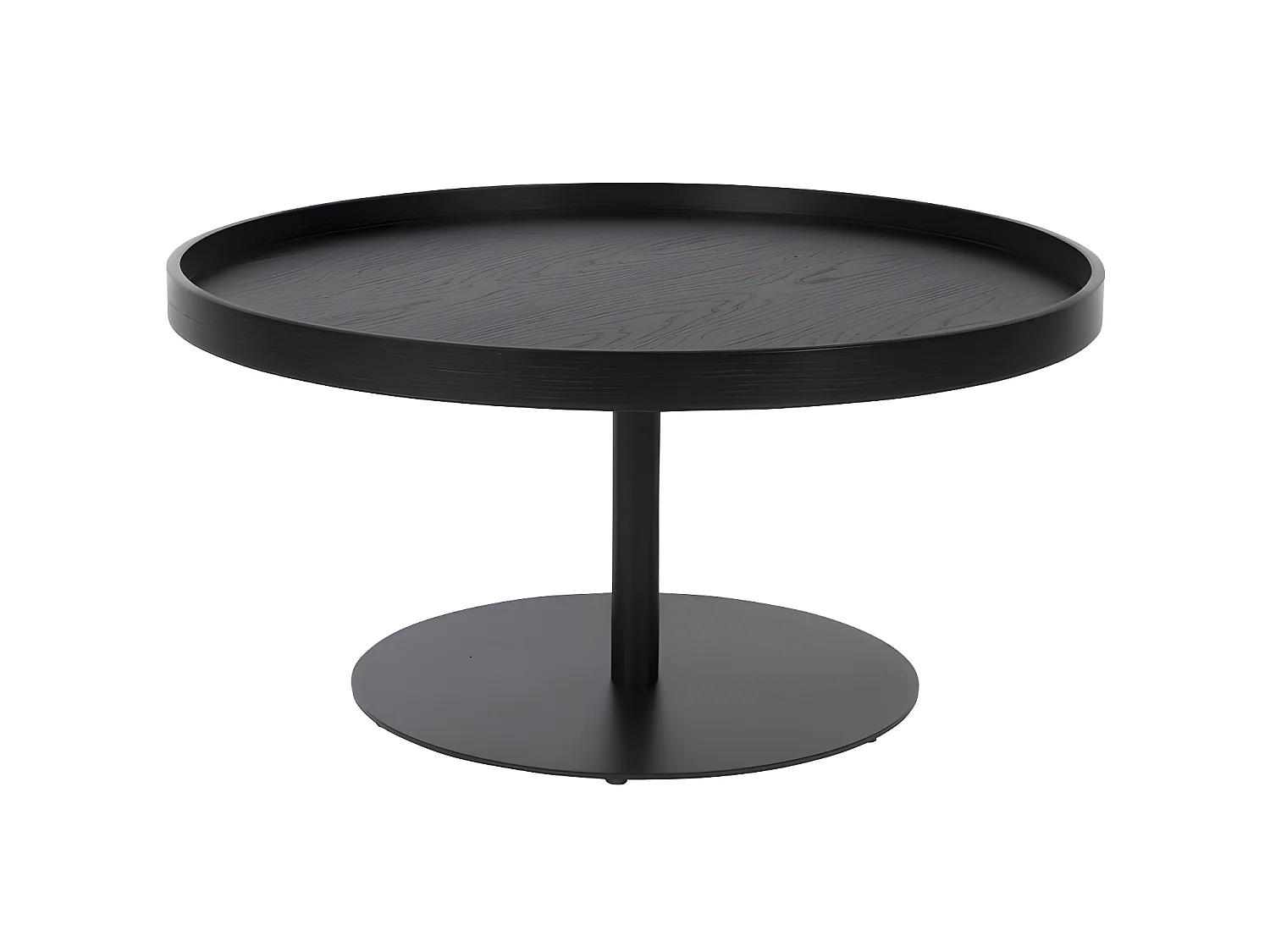 Yuri - Table basse ronde en bois et métal ø70cm - Noir