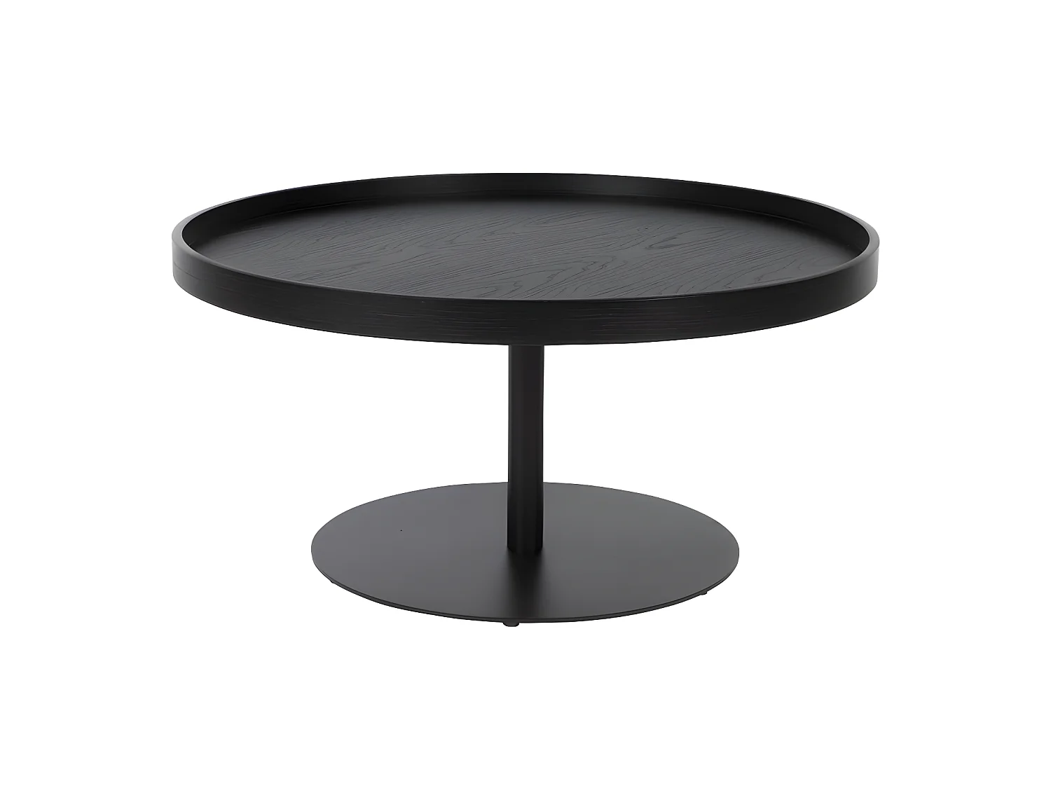 Yuri - Table basse ronde en bois et métal ø70cm - Noir