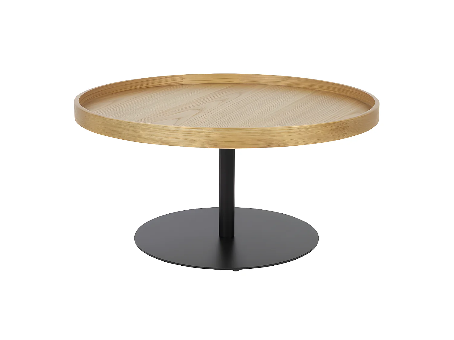 Yuri - Table basse ronde en bois et métal ø70cm - Bois clair