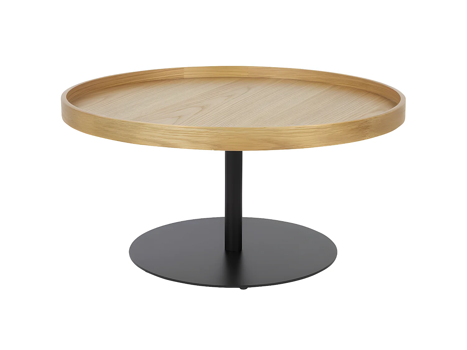 Yuri - Table basse ronde en bois et métal ø70cm - Bois clair
