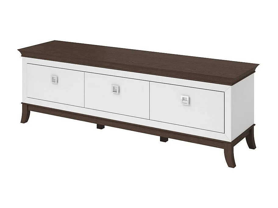 TV-Möbel 160cm, Kollektion PALACE, 3 Schubladen. Farbe Weiß und Eiche.