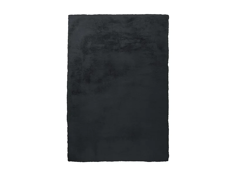 Tapis longs poils shaggy 160x230 rectangle fait à la main anthracite motif uni