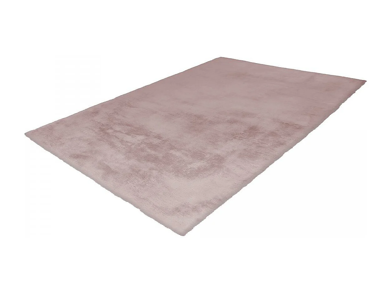 Tapis longs poils shaggy 80x150 rectangle fait à la main rose motif uni CAREI +