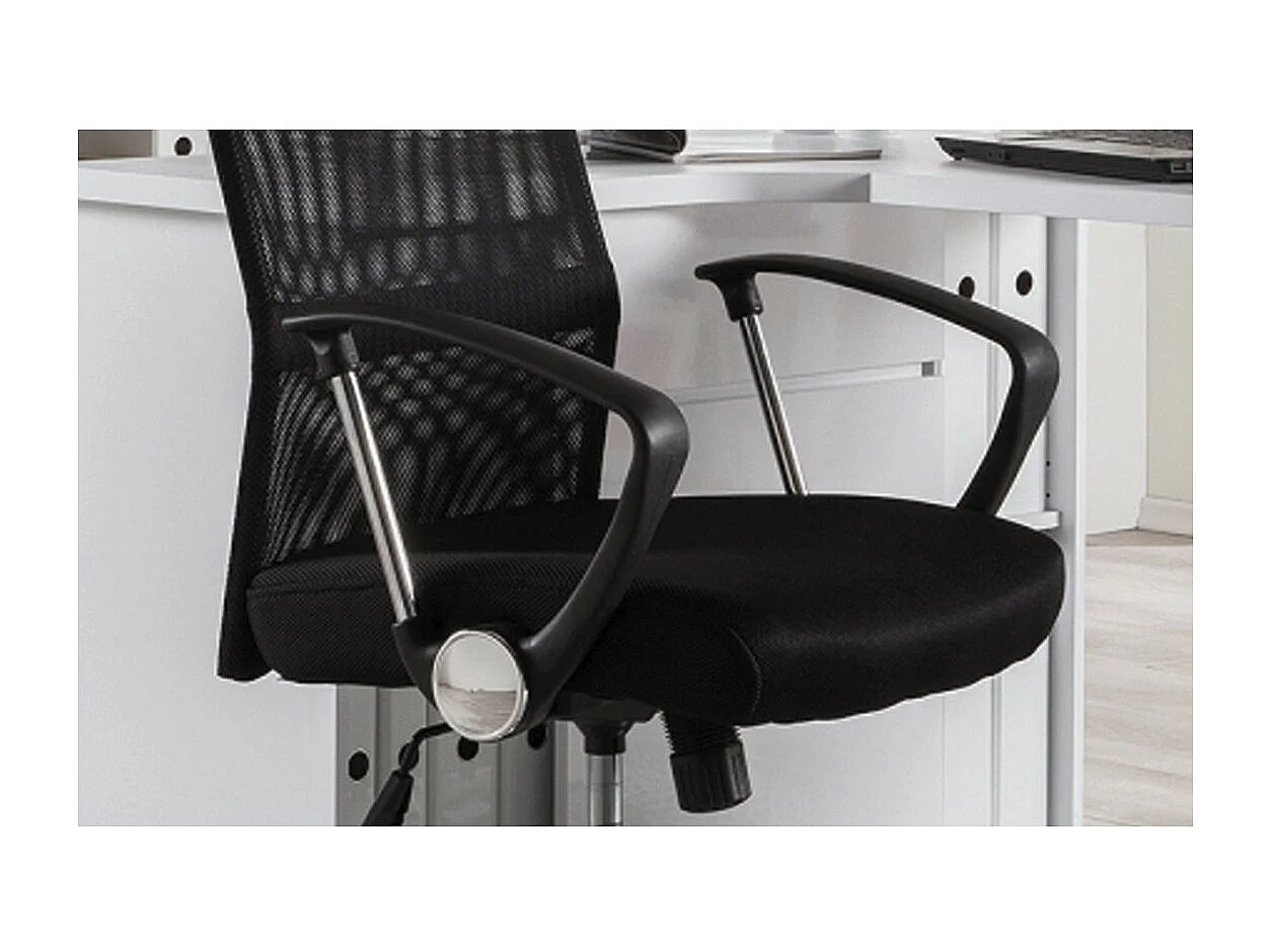 Silla de oficina JOY – Tela de malla negra – Altura ajustable 109-119 cm – Ergonómica y de diseño