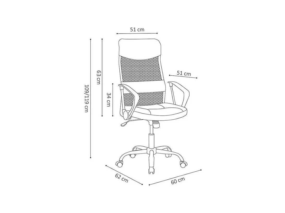 Bürostuhl JOY – Schwarz Netzstoff – Höhenverstellbar 109-119 cm – Ergonomisch und Design