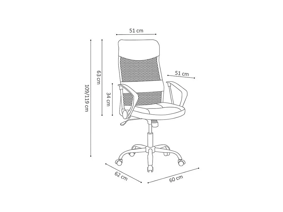 Bürostuhl JOY – Schwarz Netzstoff – Höhenverstellbar 109-119 cm – Ergonomisch und Design