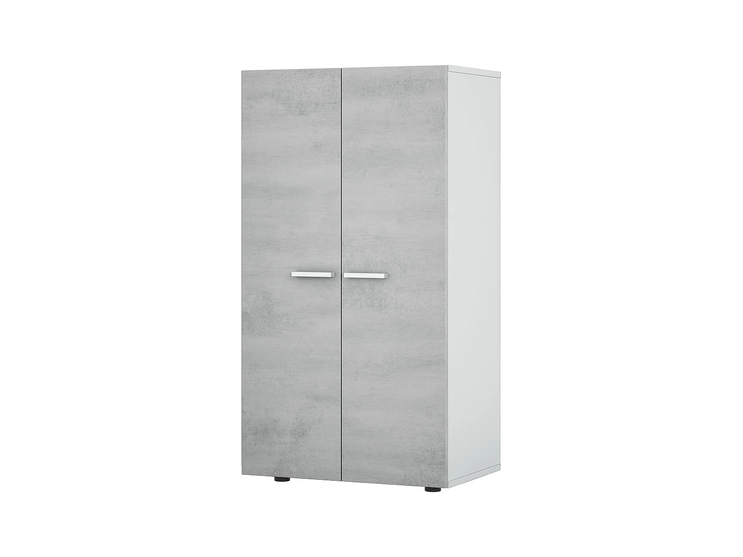 Meuble à chaussures Cloe - 2 portes - 6 étagères - Effet béton - Blanc et ciment - L55 x P36 x H103 cm