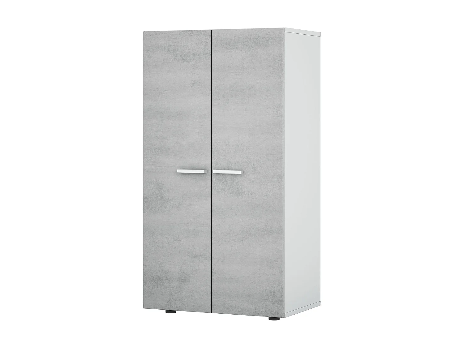 Armário para sapatos Cloe - 2 portas - 6 prateleiras - Efeito betão - Branco e cimento - L55 x P36 x A103 cm