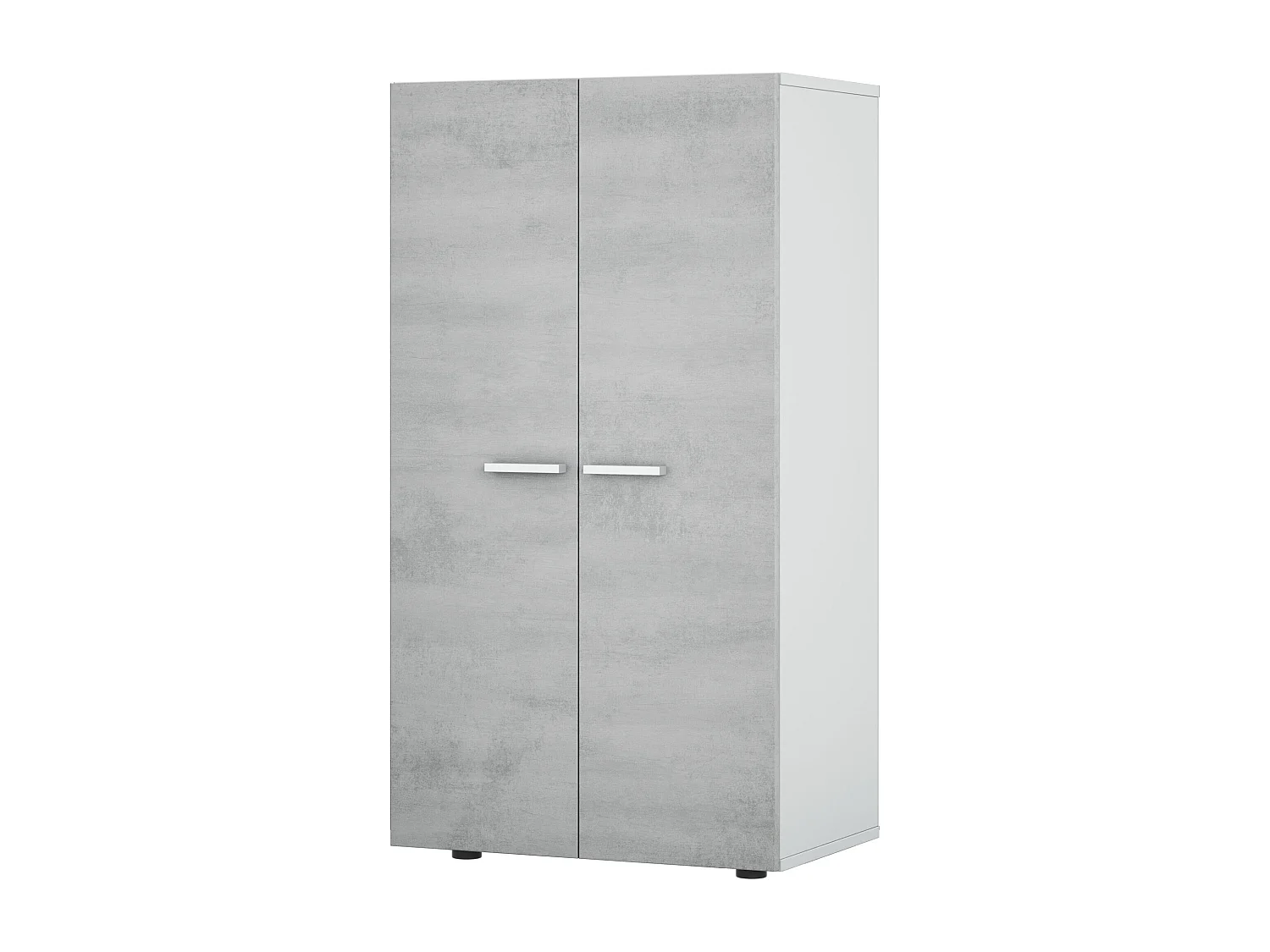 Schoenenkast Cloe - 2 deuren - 6 planken - Beton effect - Wit en cement - L55 x D36 x H103 cm