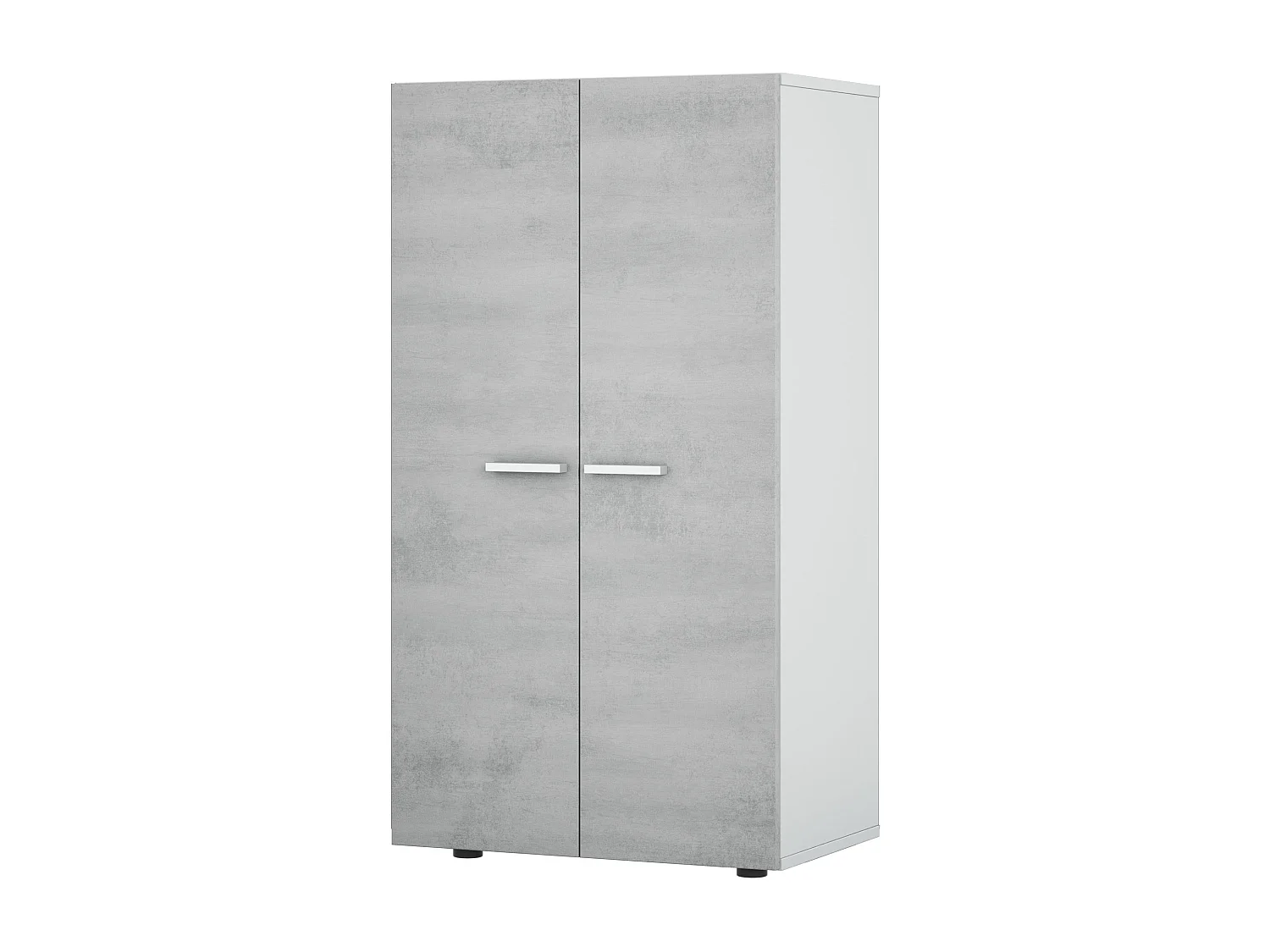 Schoenenkast Cloe - 2 deuren - 6 planken - Beton effect - Wit en cement - L55 x D36 x H103 cm