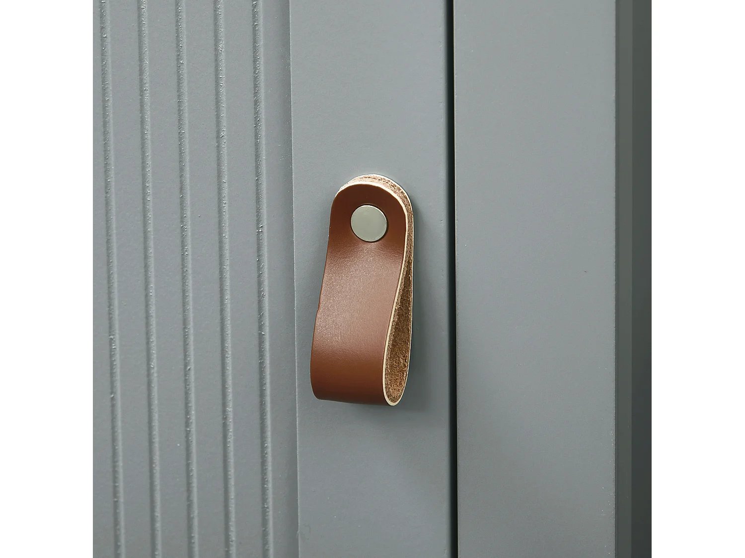 Meuble colonne rangement de salle de bain sur pied porte 2 étagères 3 niches aspect bois clair gris