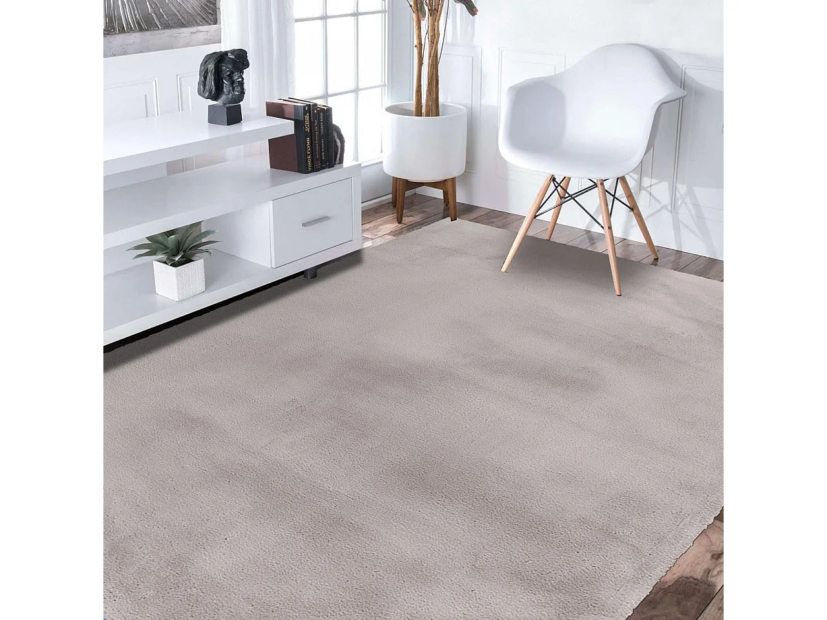 Tapis longs poils shaggy 160x230 rectangle tufté gris motif uni CAREI