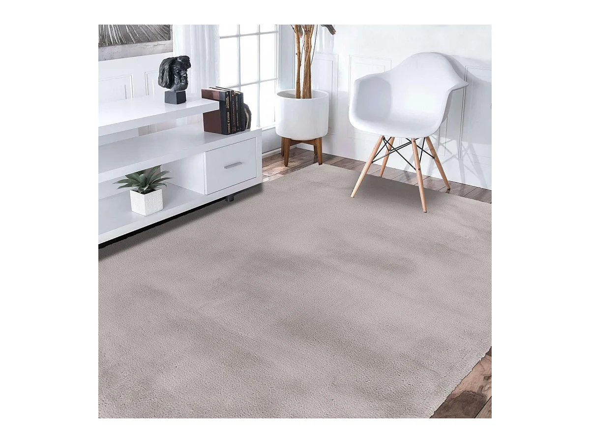 Tapis longs poils shaggy 160x230 rectangle tufté gris motif uni CAREI