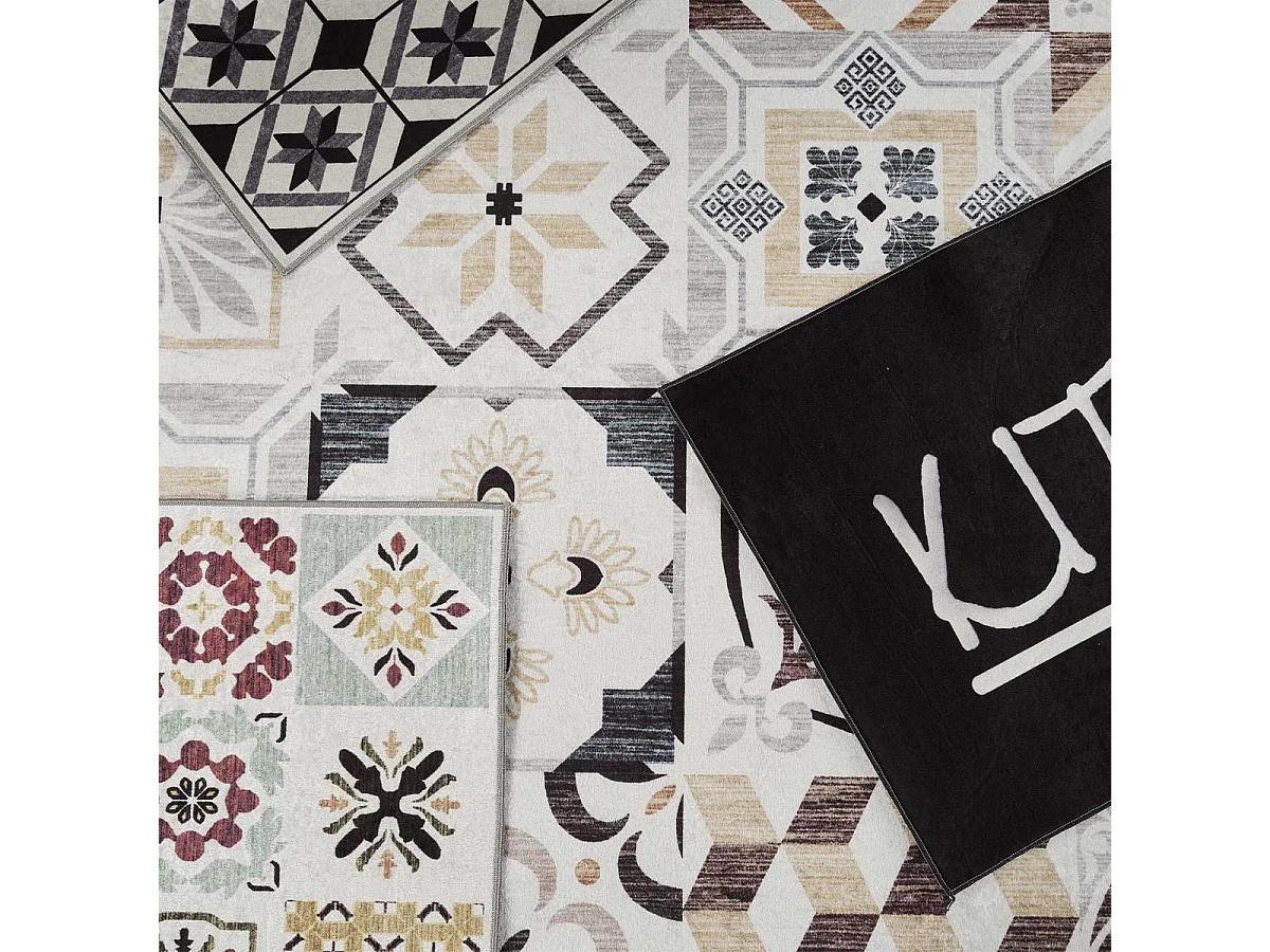 Tapis de cuisine 80x150 Noir , facile d'entretien LYN11 N & B