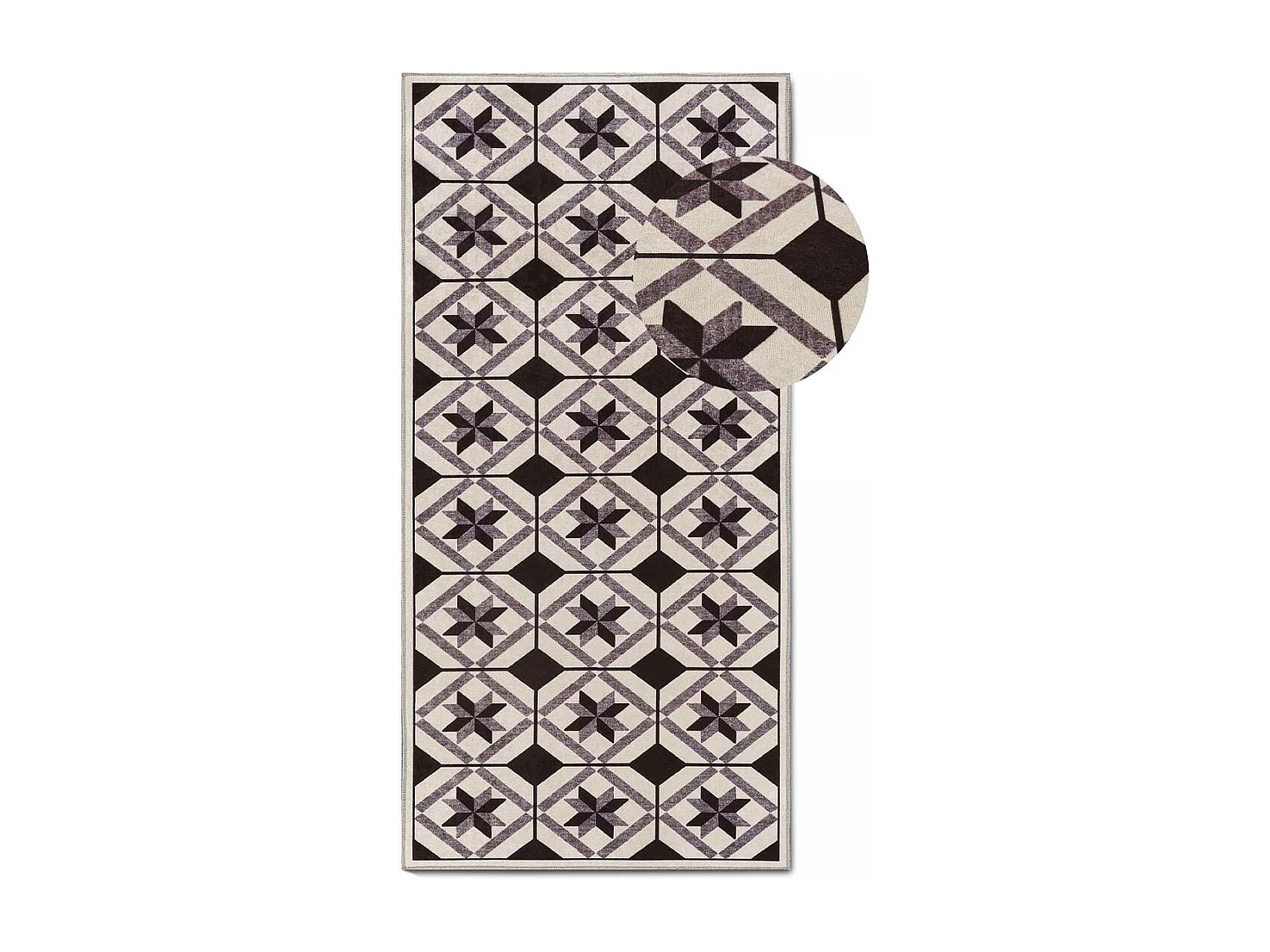 Tapis de cuisine 80x150 Noir , facile d'entretien LYN11 N & B