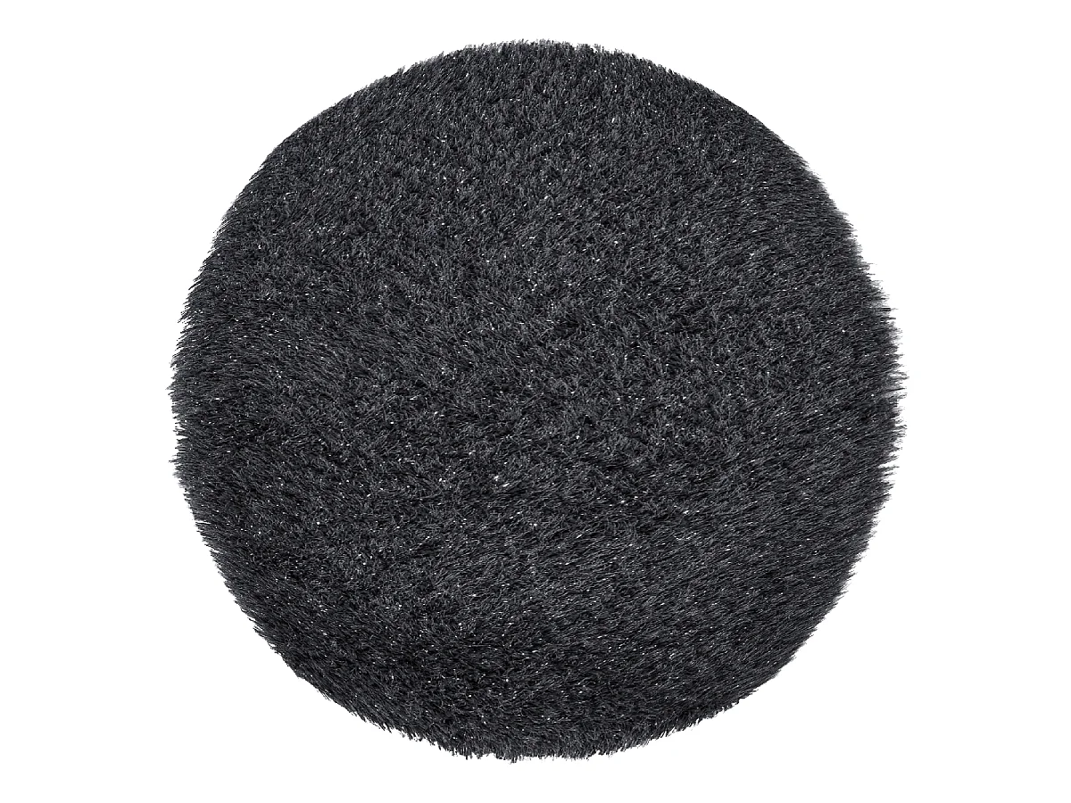 Tapis shaggy Ø100cm rond tufté gris foncée motif uni LAVENT