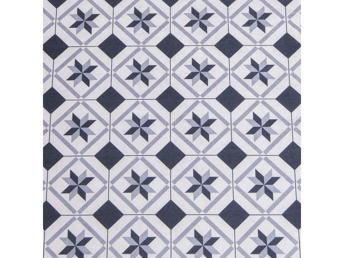 Tapis couloir 80x300 Noir motif carreaux de ciment N & B