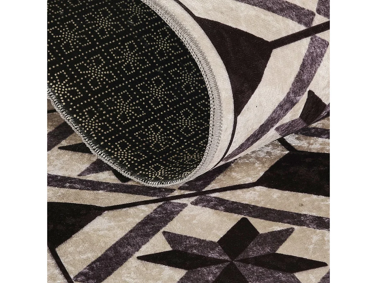 Tapis couloir 80x300 Noir motif carreaux de ciment N & B