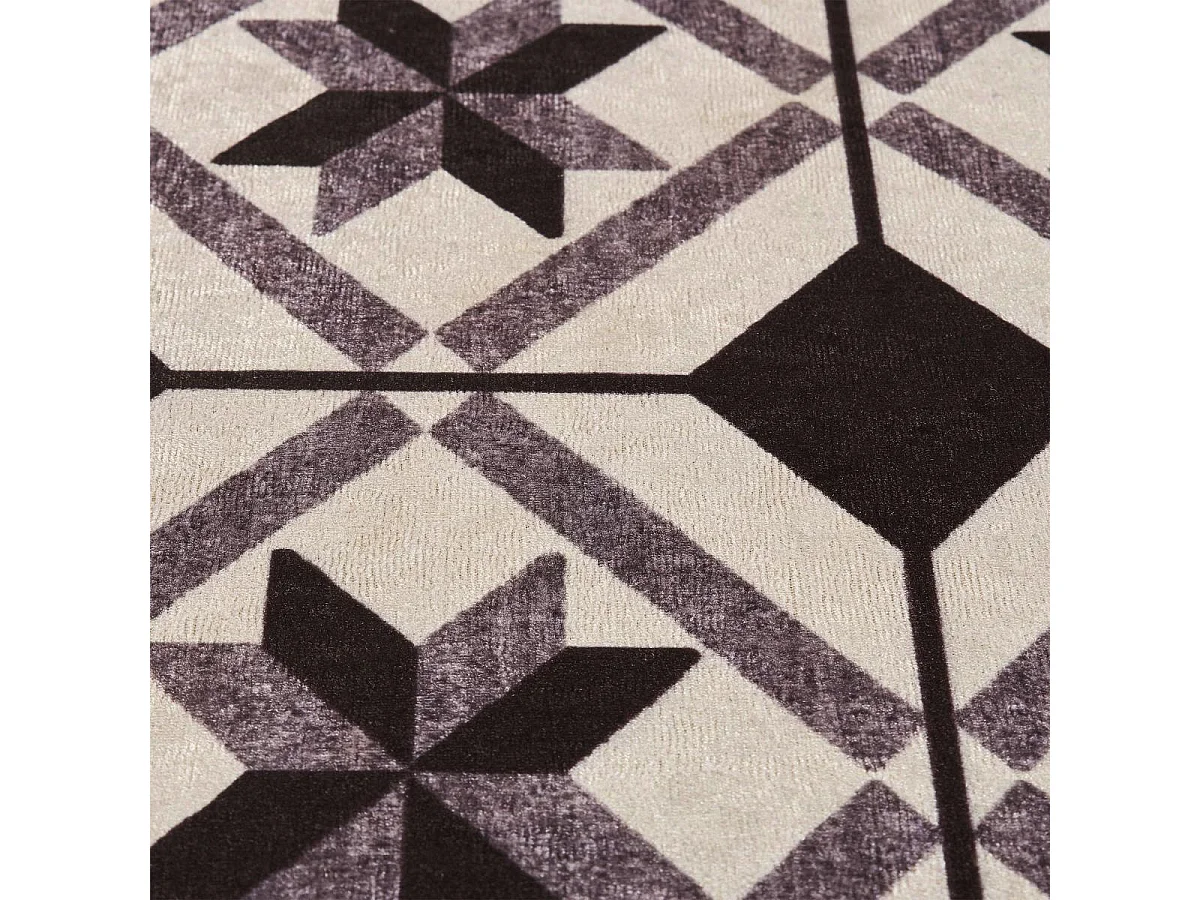 Tapis couloir 80x300 Noir motif carreaux de ciment N & B