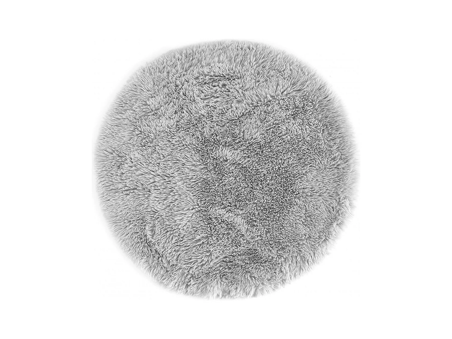 Tapis shaggy Ø80cm rond tissé gris motif uni ROULDA