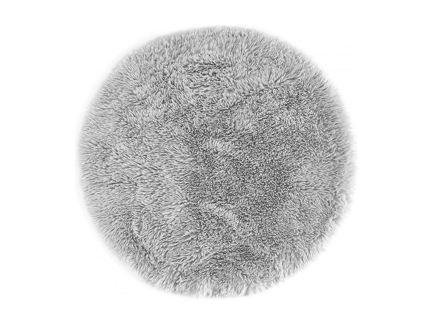 Tapis shaggy Ø80cm rond tissé gris motif uni ROULDA