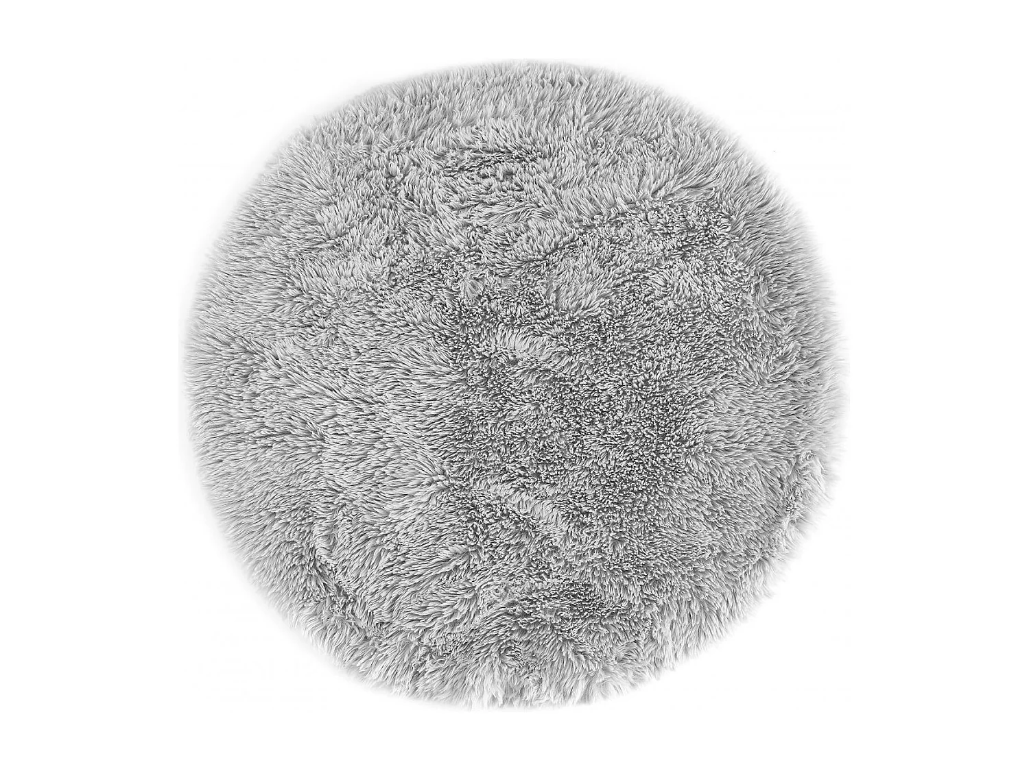 Tapis shaggy Ø80cm rond tissé gris motif uni ROULDA