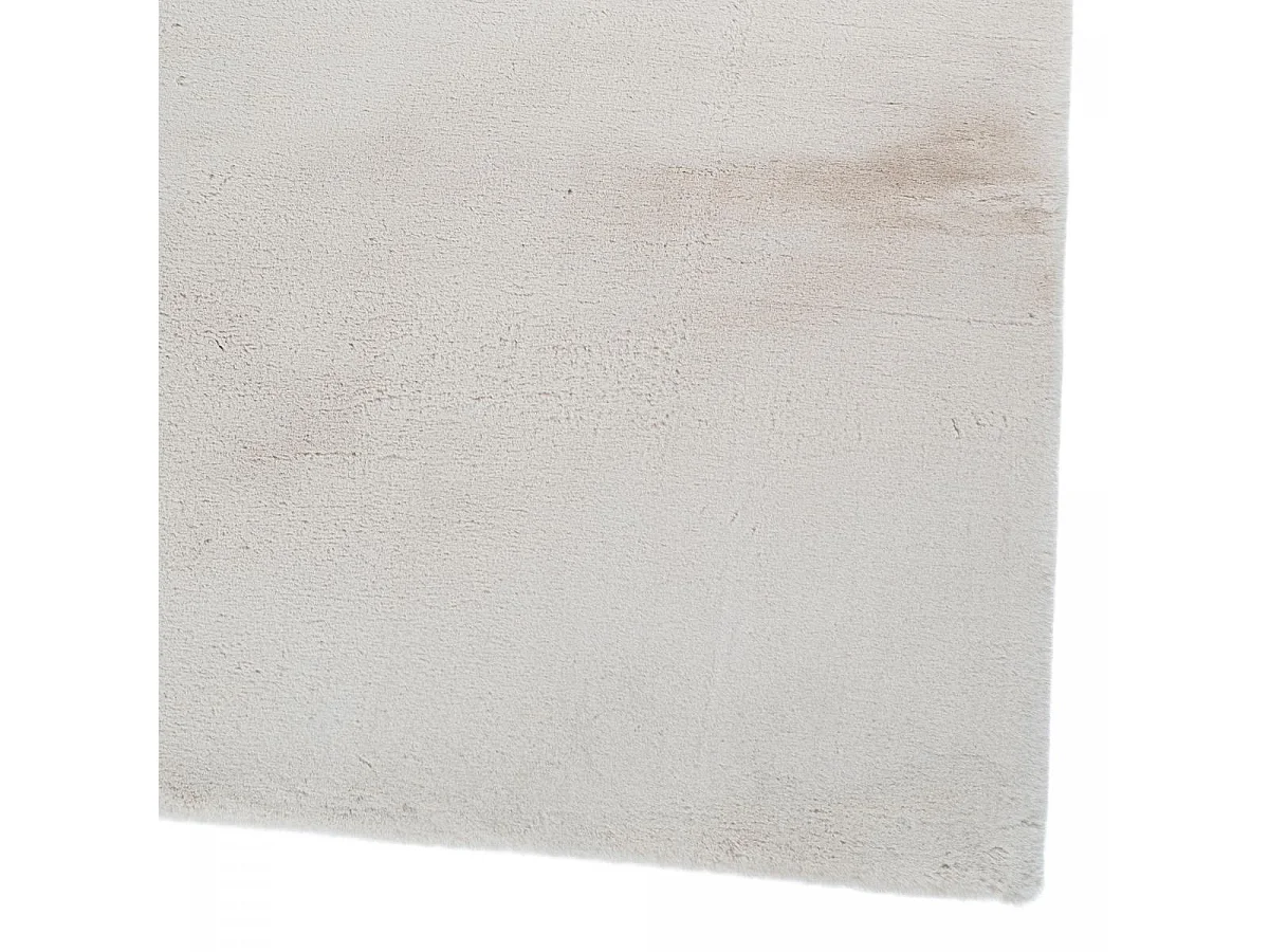 Tapis longs poils shaggy Ø120cm rond tufté beige motif uni JOUTA