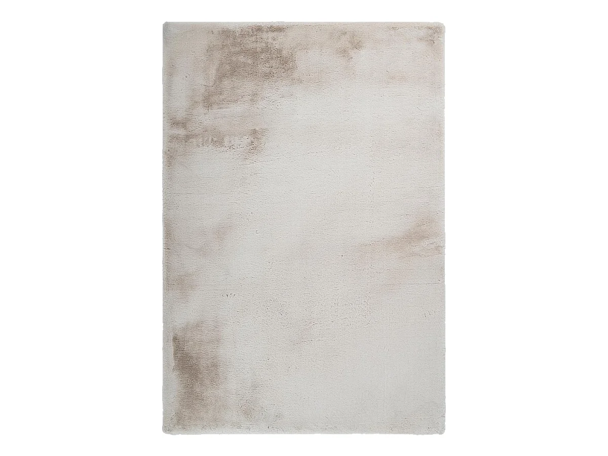 Tapis rond longs poils shaggy Ø120cm tufté beige motif uni JOUTA