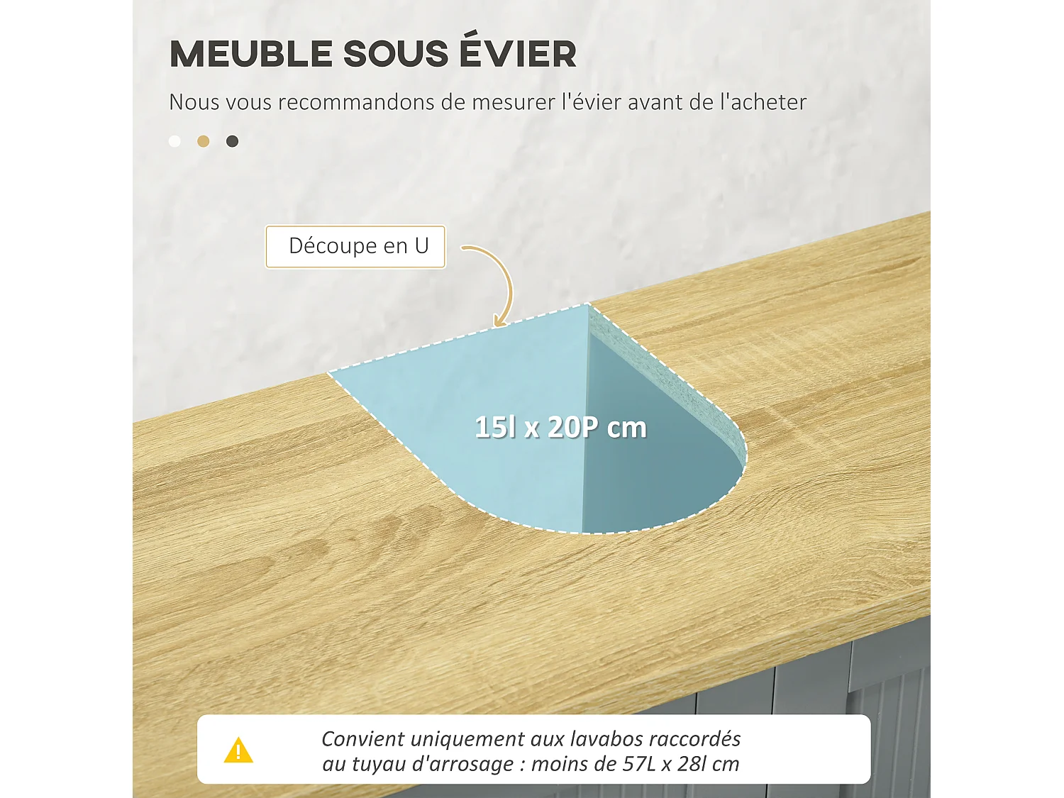 Meuble salle de bain sur pied - meuble sous-vasque - 2 portes, étagère - MDF panneaux aspect bois clair gris