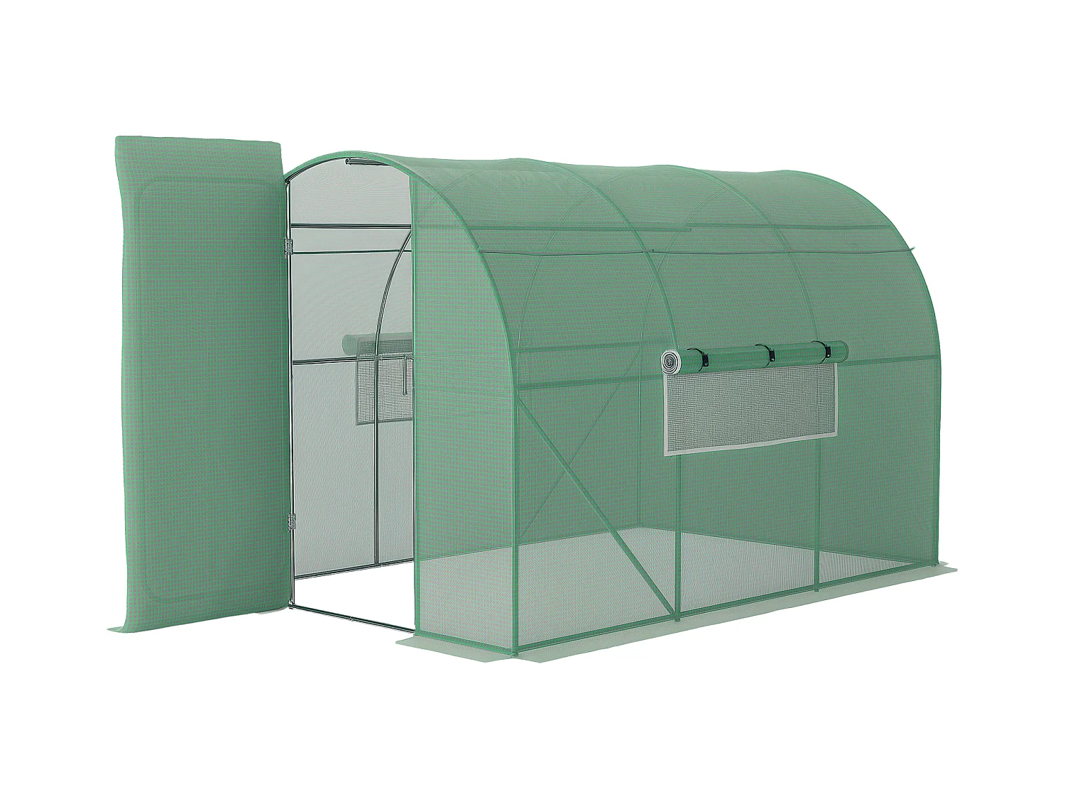 Serre de jardin tunnel acier galvanisé renforcé diamètre 2,4 cm + PE haute densité fenêtres porte vert