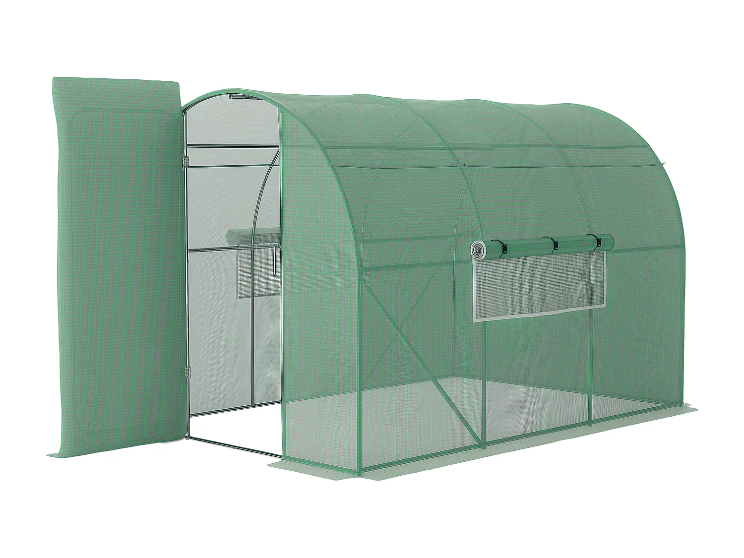 Serre de Jardin Tunnel 6 m² Acier galvanisé renforcé diamètre 2,5 cm + PE Haute densité fenêtres Porte Vert