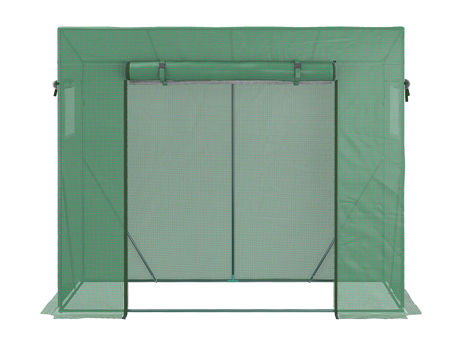 Serre de jardin balcon 1,54 m² - porte zippée enroulable, 2 fenêtres moustiquaires - acier PE haute densité anti-UV vert