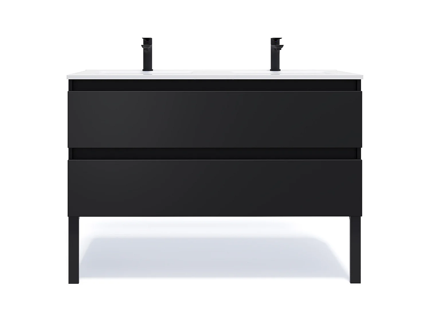 Meuble de salle de bain suspendu 2 vasques à poser 120cm 2 tiroirs Noir - Hudson
