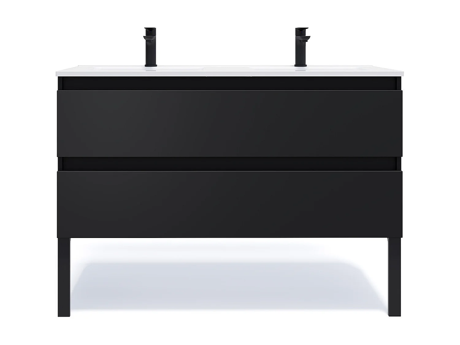 Meuble de salle de bain suspendu 2 vasques à poser 120cm 2 tiroirs Noir - Hudson