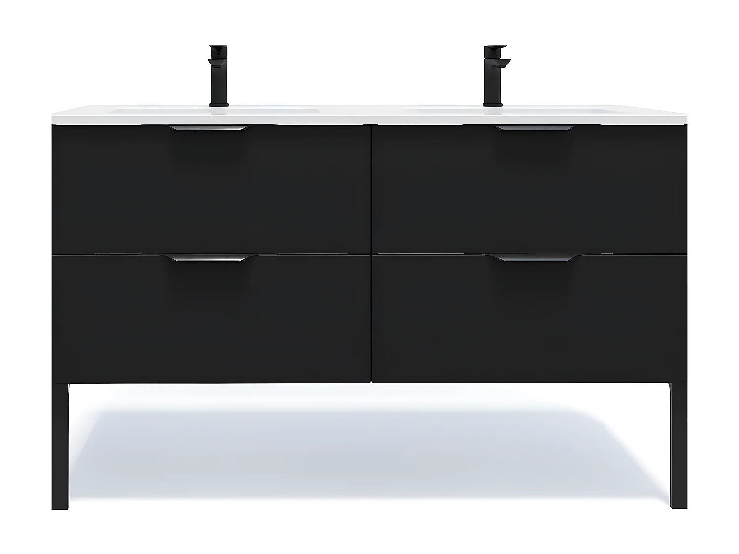 Meuble de salle de bain suspendu double vasque intégrée 140cm 4 tiroirs Noir - Soho