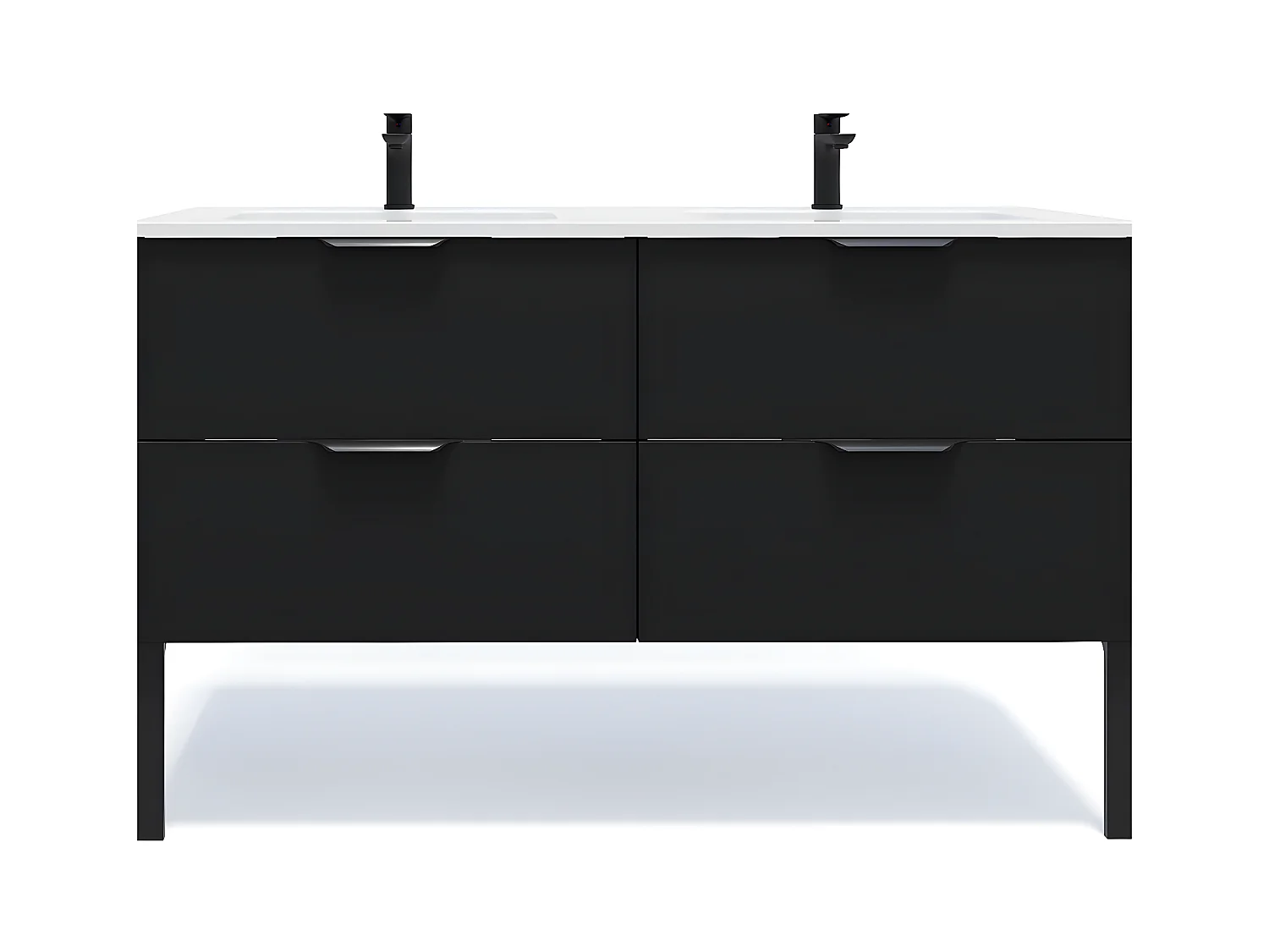 Meuble de salle de bain suspendu double vasque intégrée 140cm 4 tiroirs Noir - Soho