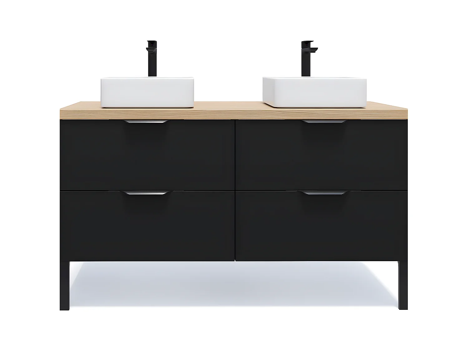 Meuble de salle de bain suspendu 2 vasques à poser 140cm 4 tiroirs Noir - Soho