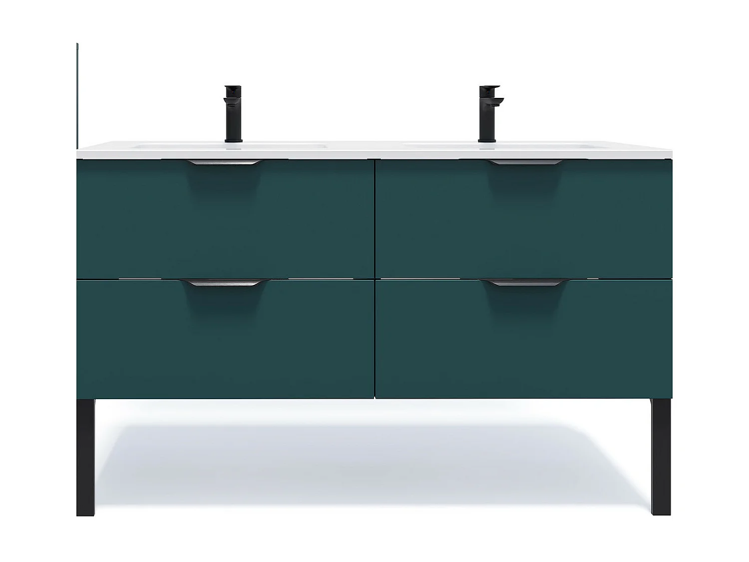 Meuble de salle de bain suspendu double vasque intégrée 140cm 4 tiroirs Bleu - Soho