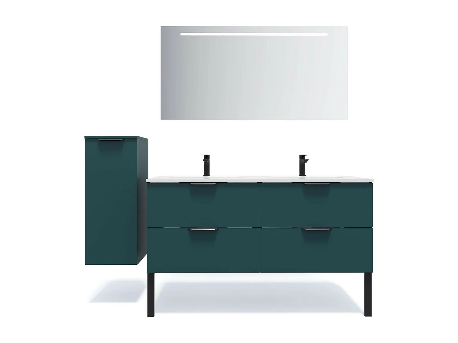 Meuble de salle de bain suspendu double vasque intégrée 140cm 4 tiroirs Bleu - Soho