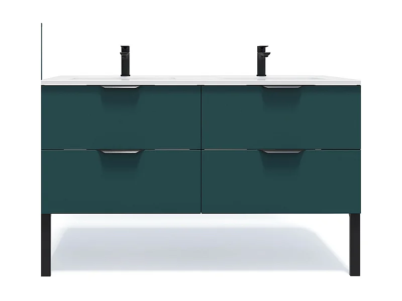 Meuble de salle de bain suspendu double vasque intégrée 140cm 4 tiroirs Bleu - Soho