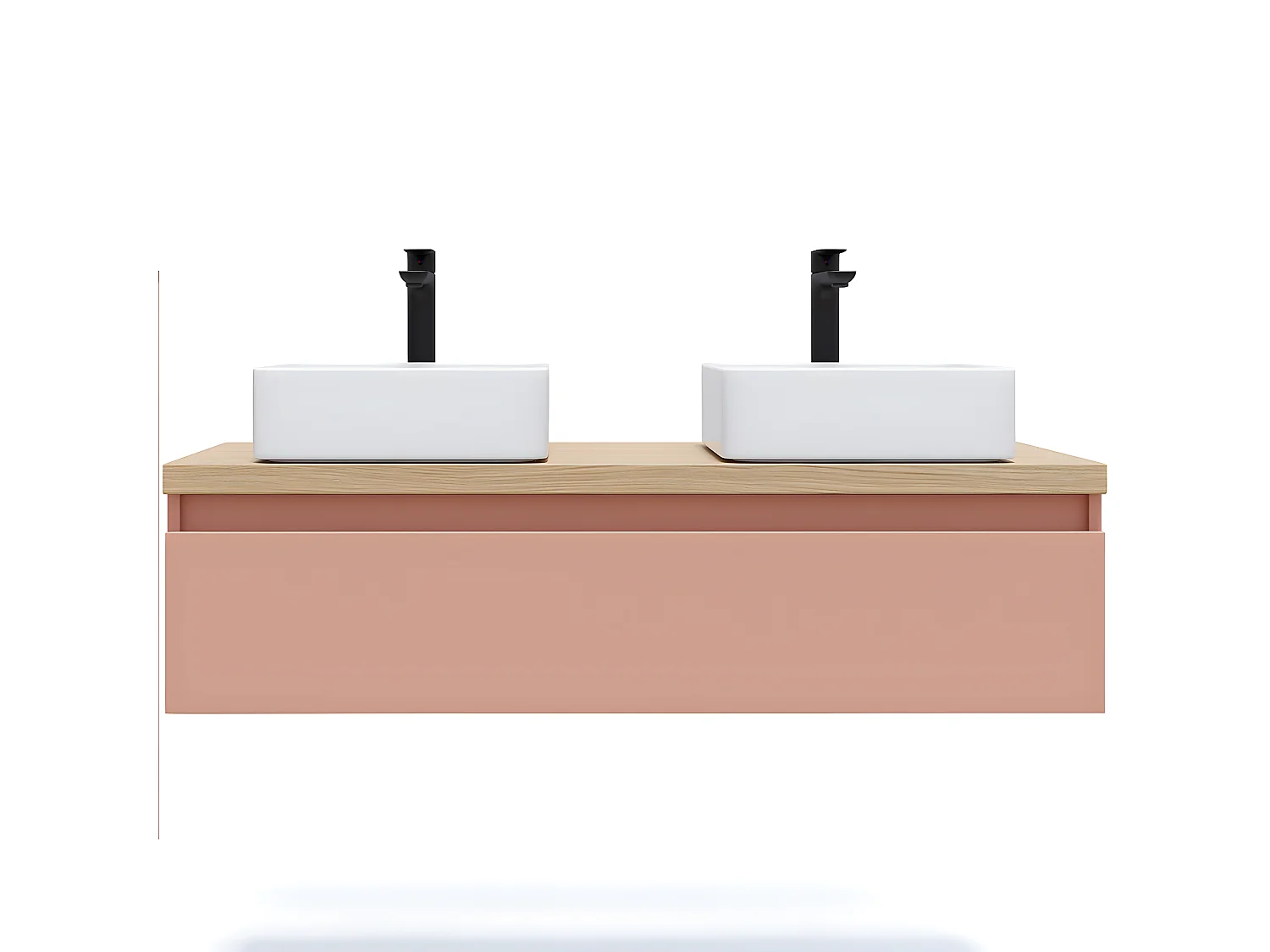 Meuble de salle de bain suspendu 2 vasques à poser 120cm 1 tiroir Abricot - Hudson