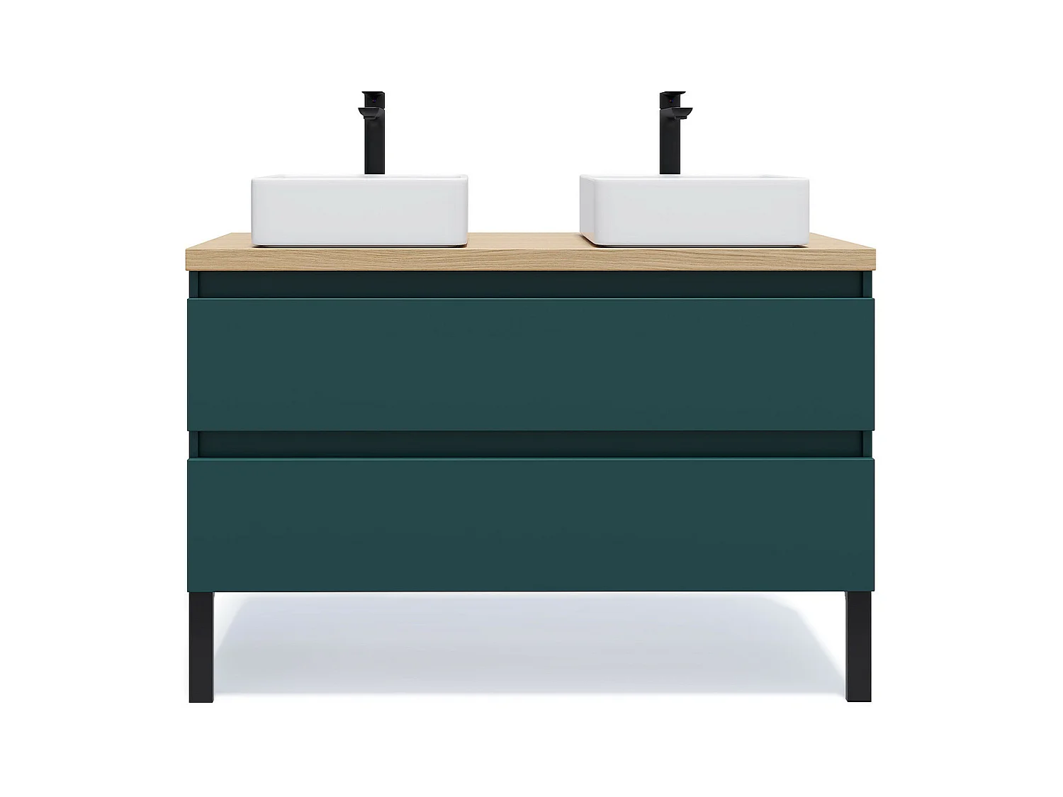 Meuble de salle de bain suspendu 2 vasques à poser 120cm 2 tiroirs Bleu - Hudson