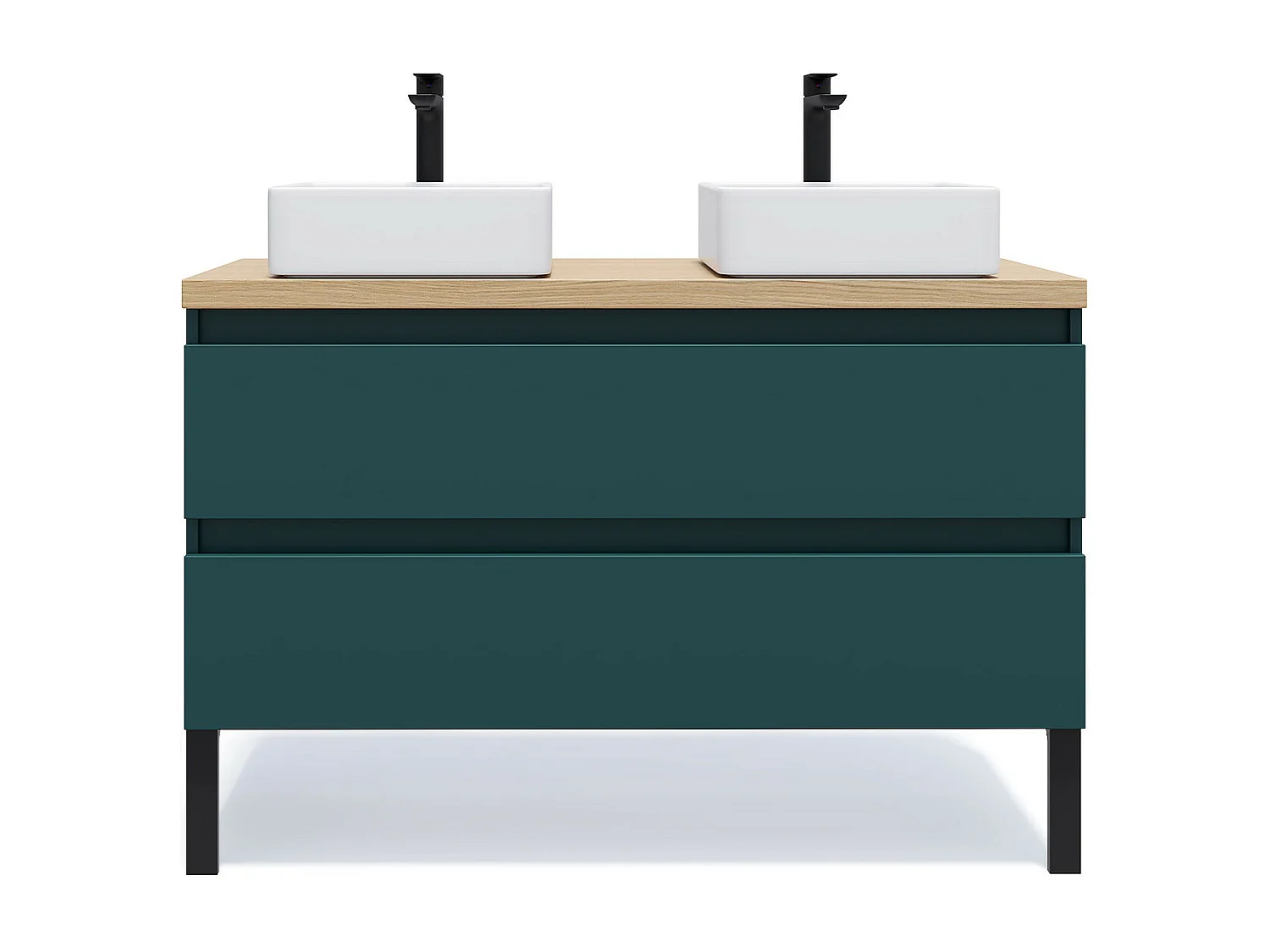 Meuble de salle de bain suspendu 2 vasques à poser 120cm 2 tiroirs Bleu - Hudson