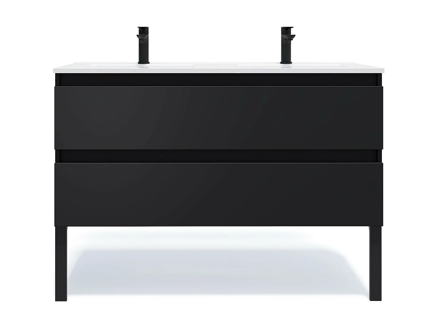 Meuble de salle de bain suspendu double vasque intégrée 120cm 2 tiroirs Noir - Hudson