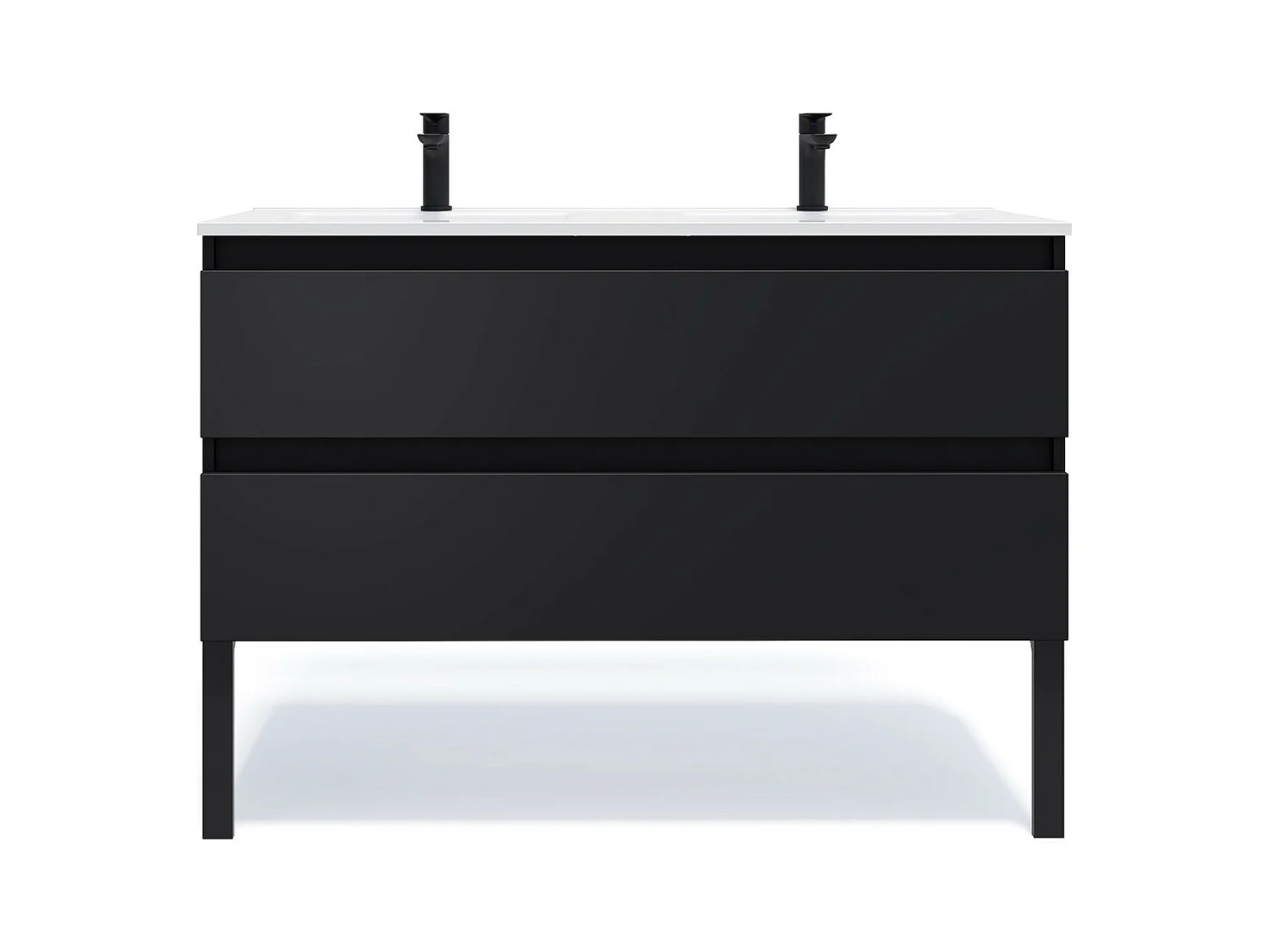 Meuble de salle de bain suspendu double vasque intégrée 120cm 2 tiroirs Noir - Hudson
