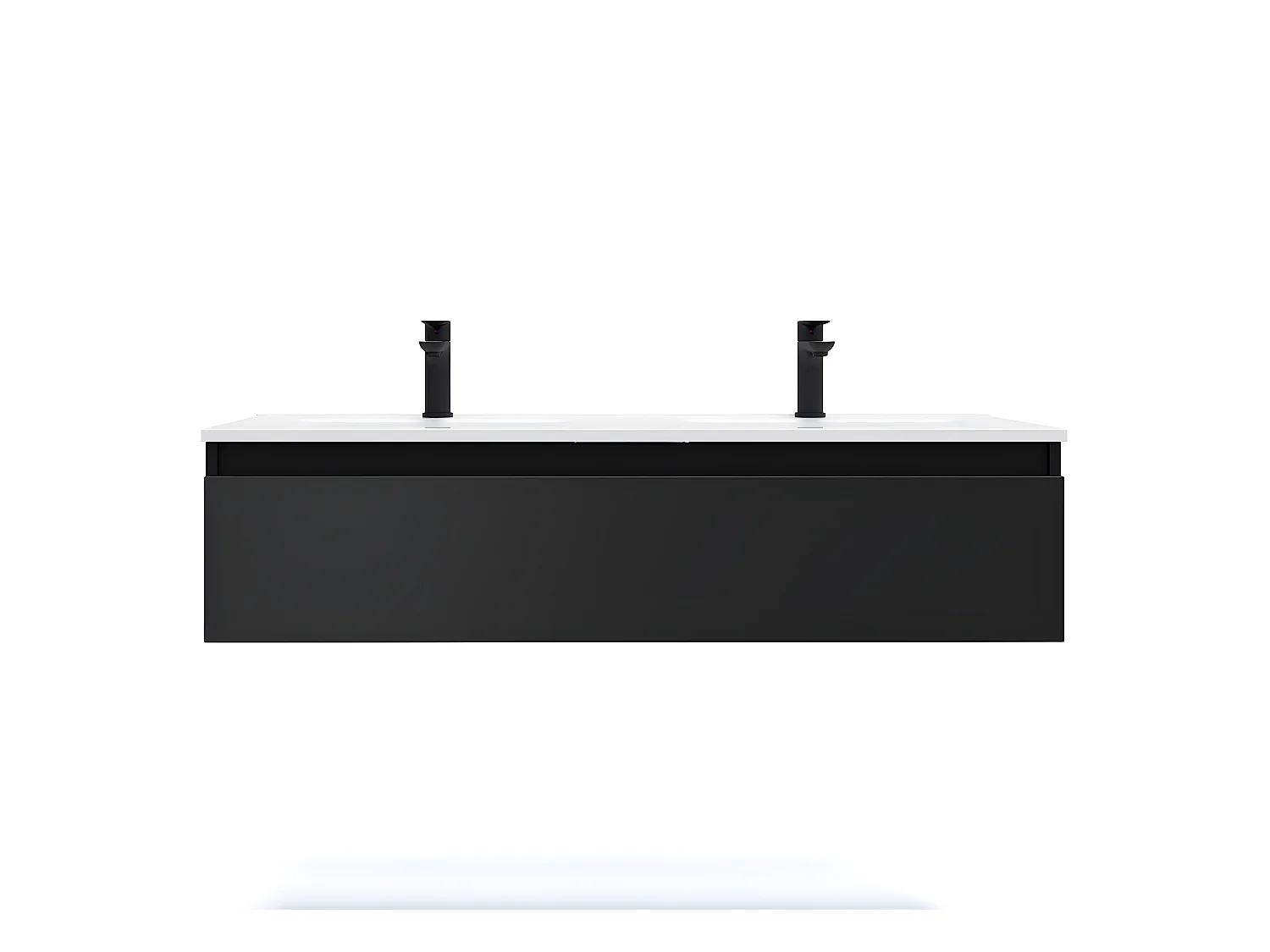 Meuble de salle de bain suspendu double vasque intégrée 120cm 1 tiroir Noir - Hudson